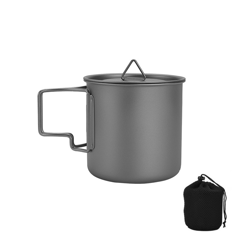 Travel Kitchen Accessories - 접이식 손잡이가 있는 티타늄 캠핑 머그컵,