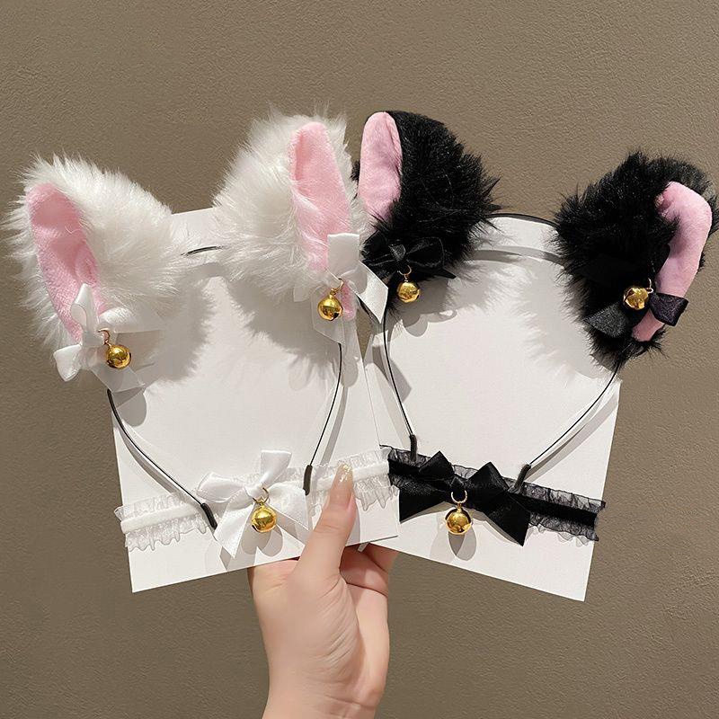 Quirky Travel Accessories - 여성용 플러시 고양이 귀 머리띠, 귀엽고