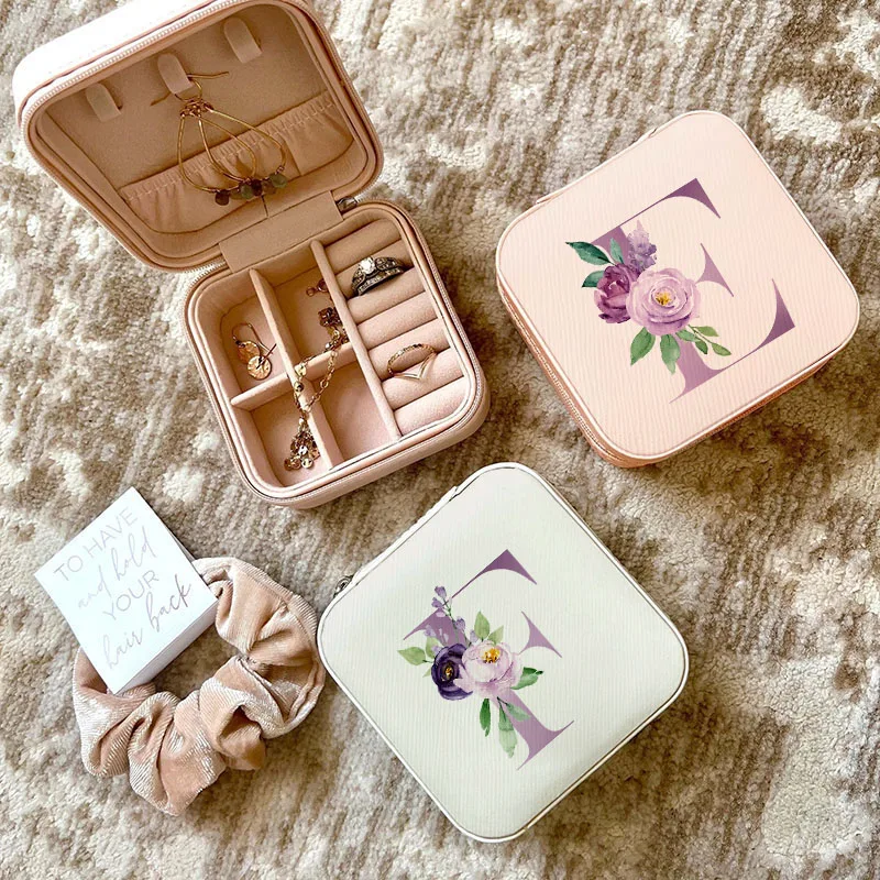 Travel Jewellery & Accessories Organiser - 보라색 편지 보석 상자 결혼 선물