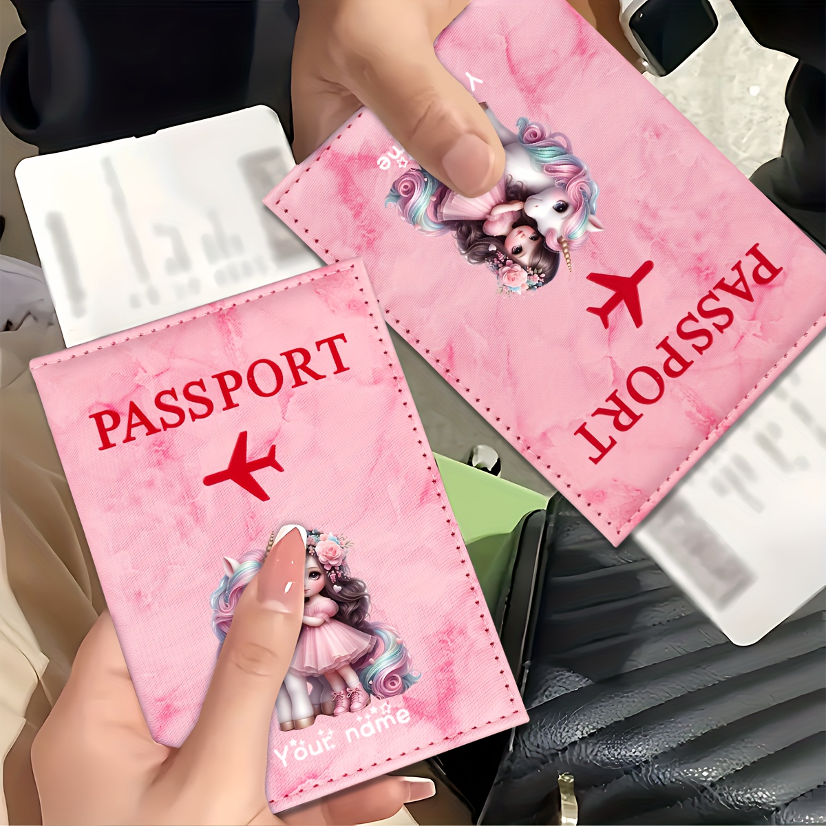 Travel Accessories And Gadgets - 유니콘 소녀 패턴 PU 여권 홀더,