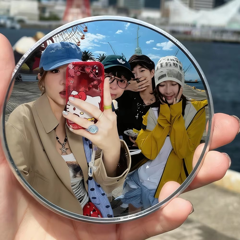 Travel Accessories Iphone - 휴대용 9.5cm 미니 원형 볼록 거울