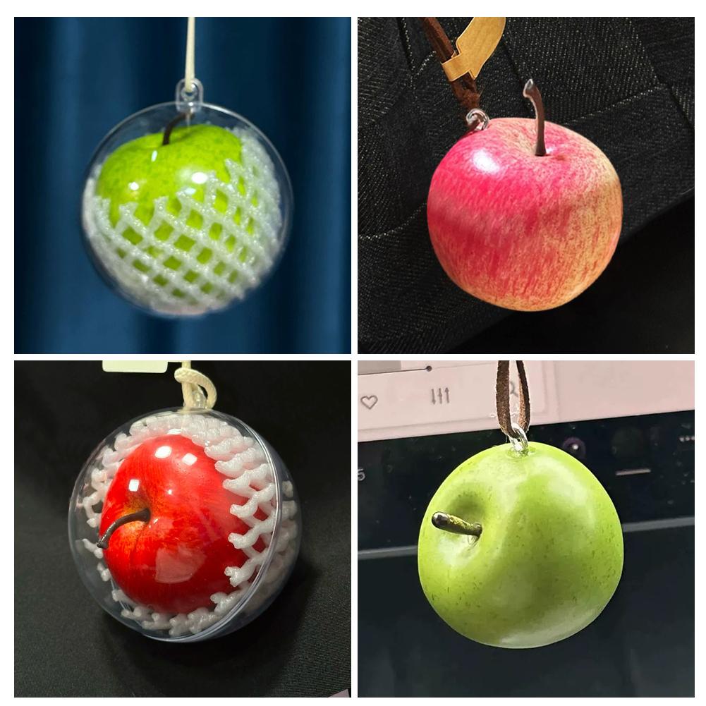 Travel Accessories Apple - 귀여운 리얼리틱 과일 사과 키체인 자동차
