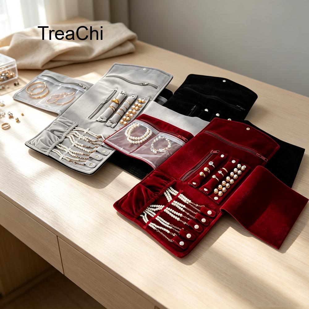 Travel Jewellery & Accessories Organiser - 휴대용 3단 접이식 쥬얼리 보관 롤