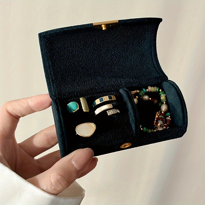 Travel Jewellery & Accessories Organiser - 여성용 고급 벨벳 보석 보관함 –