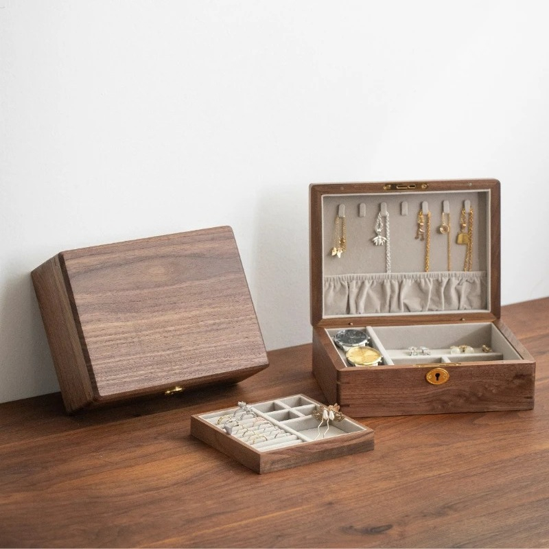 휴대용 보석 상자 단단한 나무 보석 케이스 잠금 장치가 - Travel Jewellery & Accessories Organiser 리뷰 및 가격