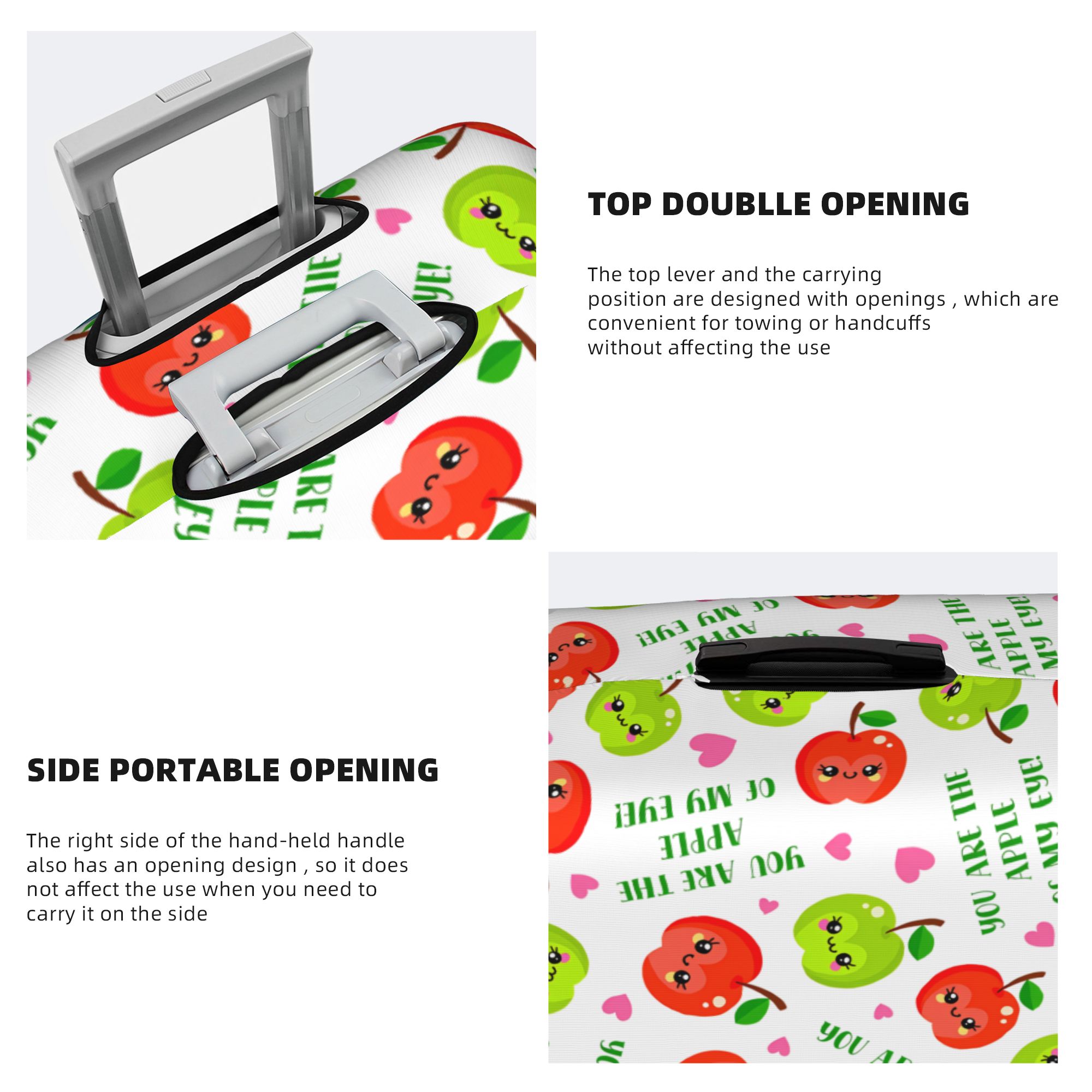 카와이 애플 귀여운 얼굴 수하물 커버 패션 원활한 패턴 - Travel Accessories Apple 리뷰 및 가격