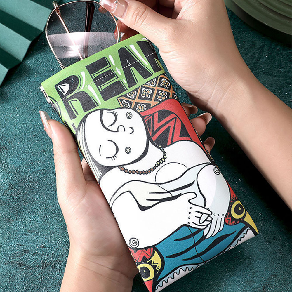 만화 선글라스 케이스 PU 가죽 예술적 낙서 안경 파우 - Travel Accessories Pouch For Women 리뷰 및 가격