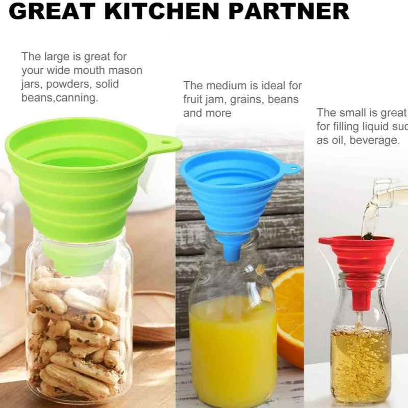 1PCS 접이식 깔때기 실리콘 휴대용 미니 깔때기 연료 - Travel Kitchen Accessories 리뷰 및 가격