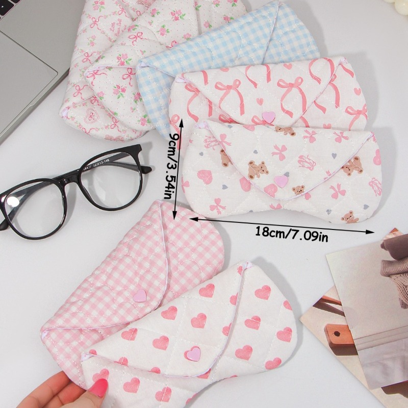 인스 코리안 체크무늬 원단 하트 안경 케이스 선글라스  - Travel Accessories Pouch For Women 리뷰 및 가격