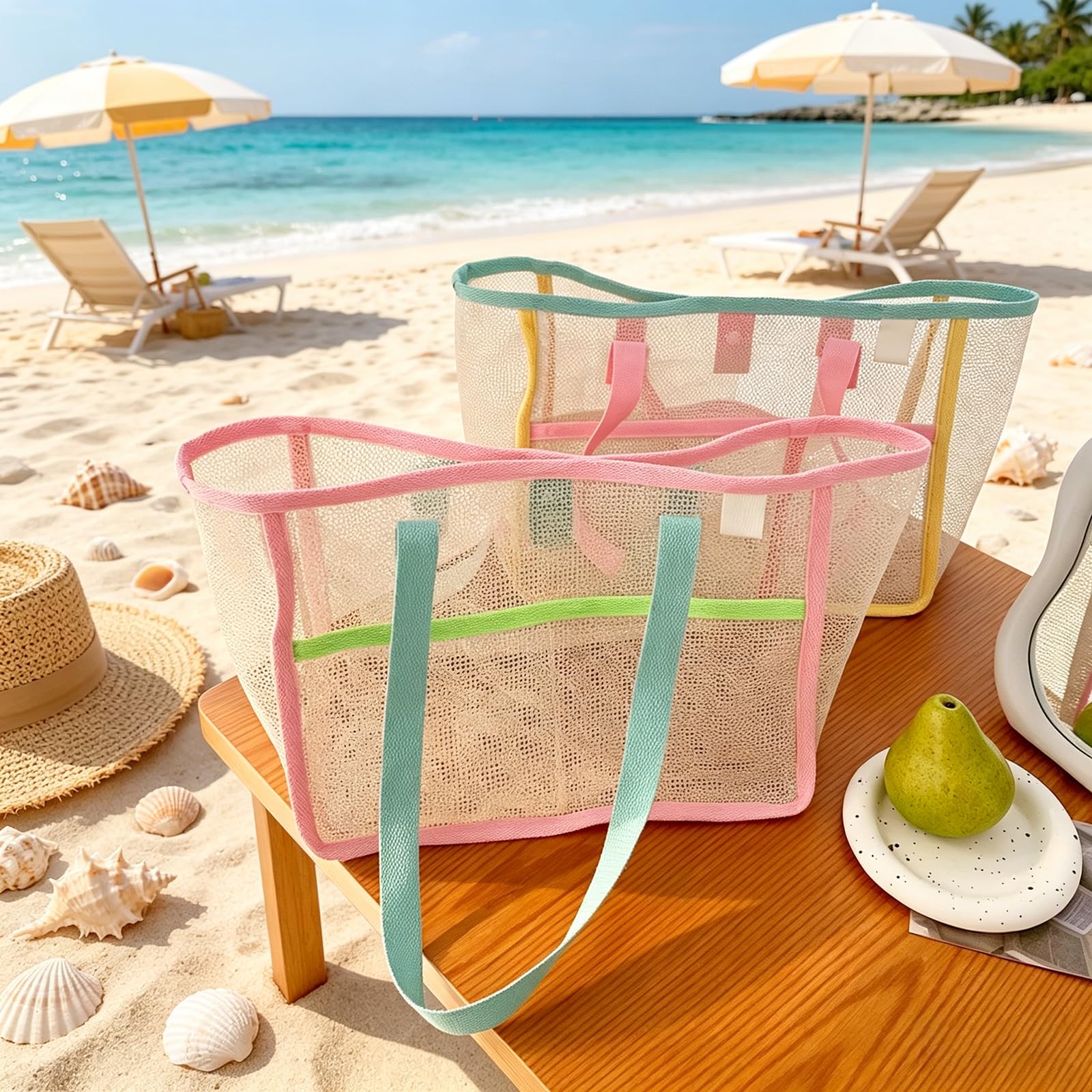 여성용 비치백, 화려한 접이식 그물망 모래 가방, 여행 - Travel Accessories Shops 리뷰 및 가격