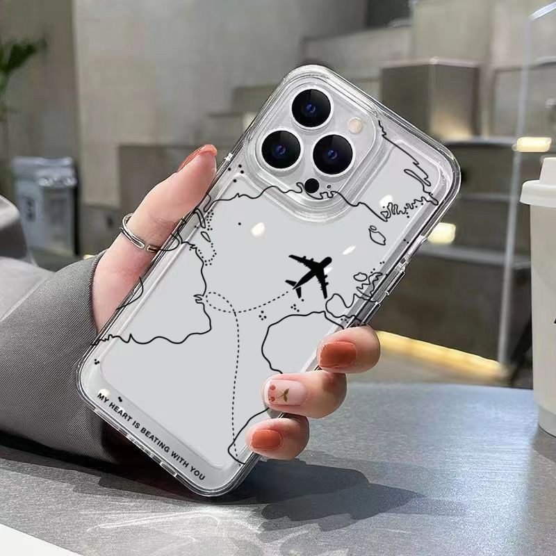 여행에서 영감을 받은 비행기 경로 디자인 투명 폰 케이 - Travel Accessories Iphone 리뷰 및 가격