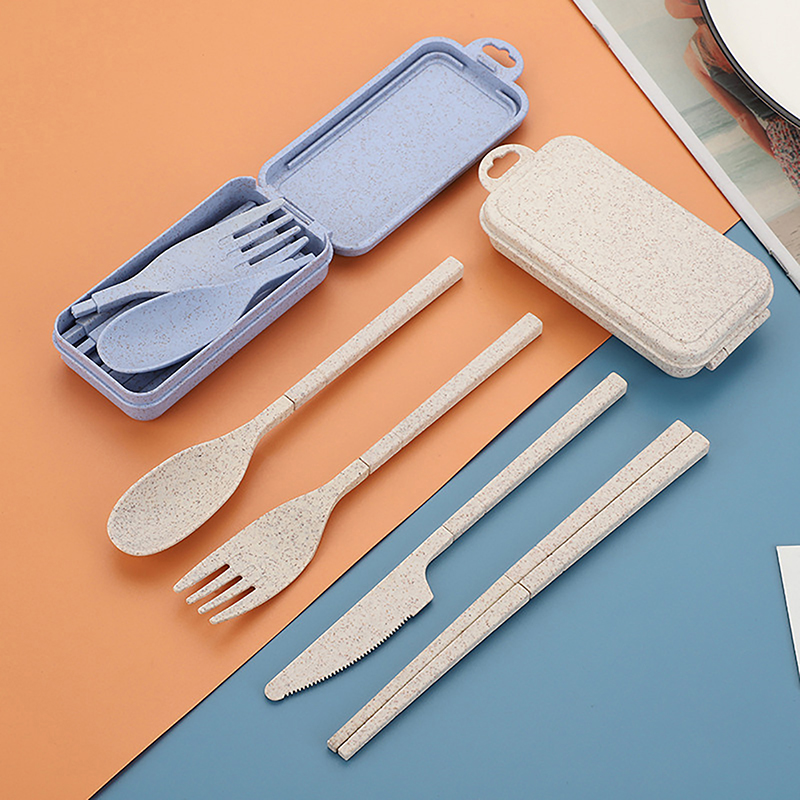 휴대용 접이식 밀 빨대 포크 커트레이 세트, 접이식 젓 - Travel Kitchen Accessories 리뷰 및 가격